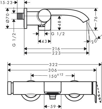 Hansgrohe Vivenis Banyo Bataryası