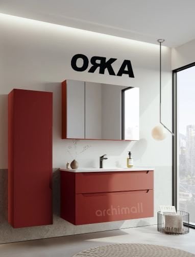 Orka Messina 100 Ayna Dolaplı Asma Banyo Dolabı