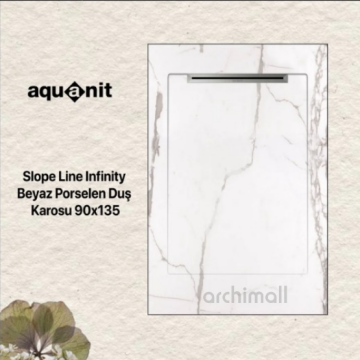 Aquanit 80x120 İnfinity Beyaz Porselen Duş Karosu