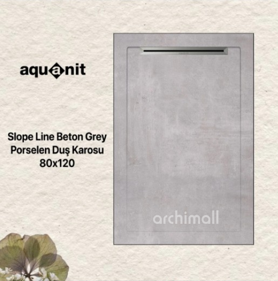 Aquanit 80x120 Beton Grey Porselen Duş Karosu