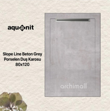 Aquanit 80x120 Beton Grey Porselen Duş Karosu