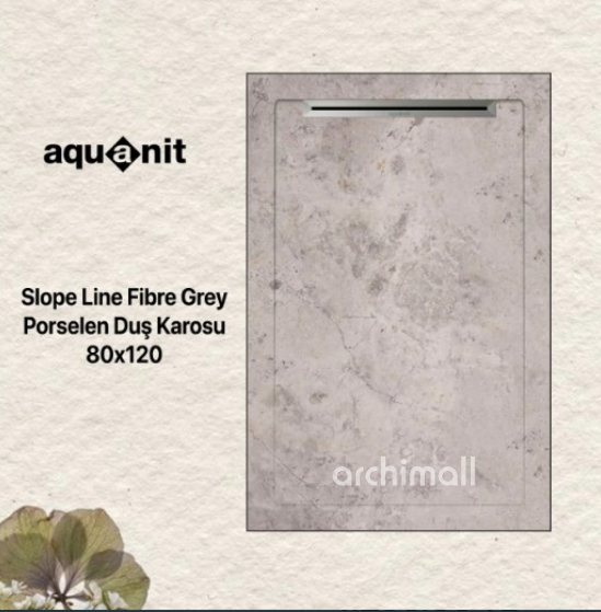 Aquanit 80x120 Fibre Grey Porselen Duş Karosu
