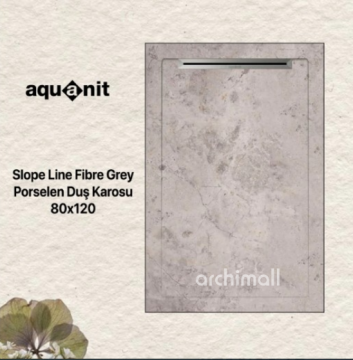 Aquanit 80x120 Fibre Grey Porselen Duş Karosu