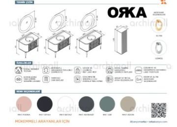 Orka Felice 127 cm Metal Ayaklı Banyo Dolabı