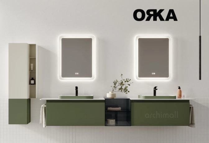 Orka Vico 240 cm Cam Modüllü Asma Banyo Dolabı