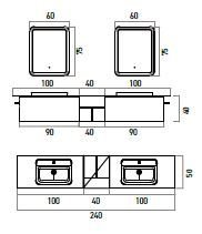 Orka Vico 240 cm Cam Modüllü Asma Banyo Dolabı