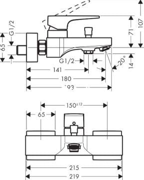 Hansgrohe Metropol Aplike Banyo Bataryası 32540000