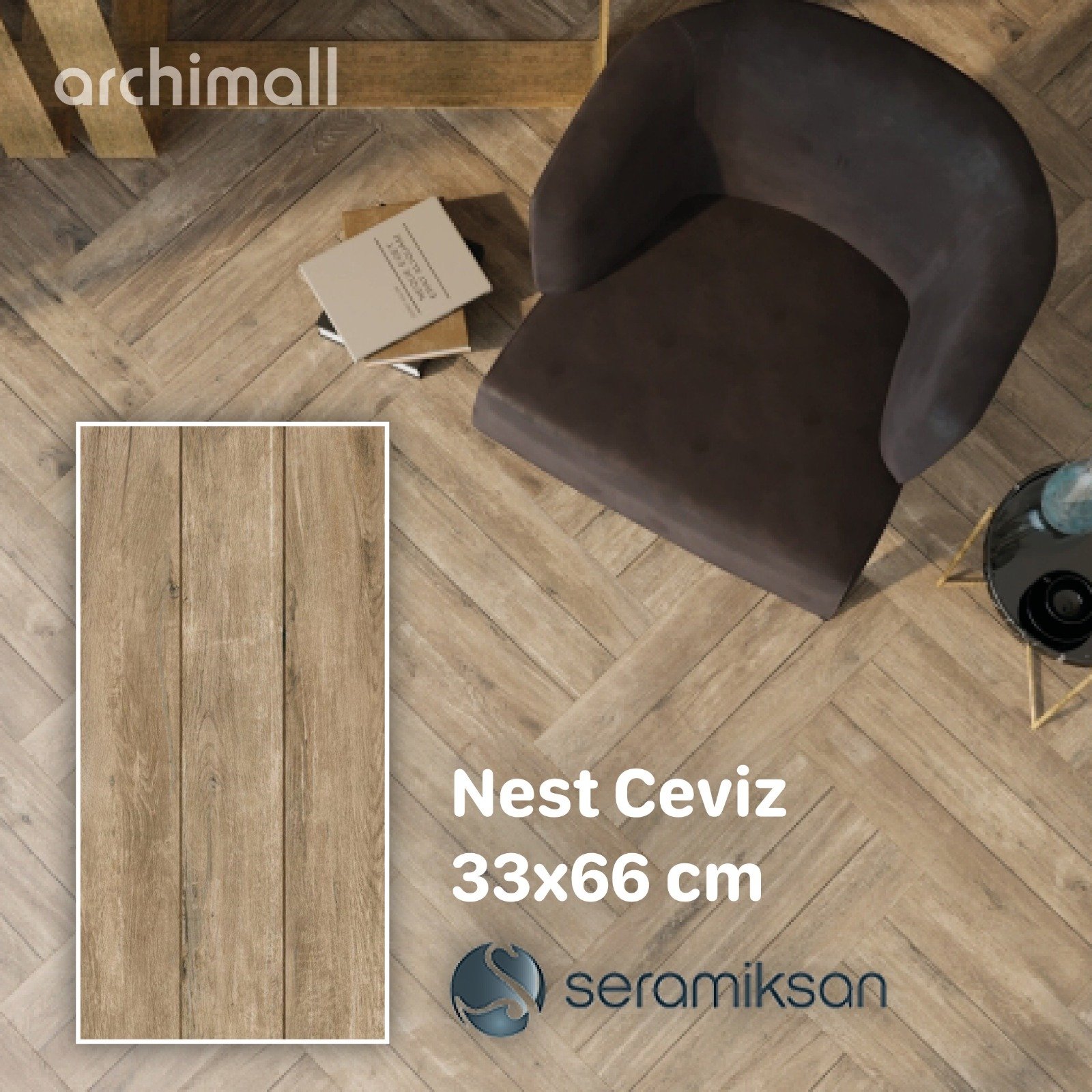 Seramiksan Nest Noce 33x66 | Mat Ahşap Efektli