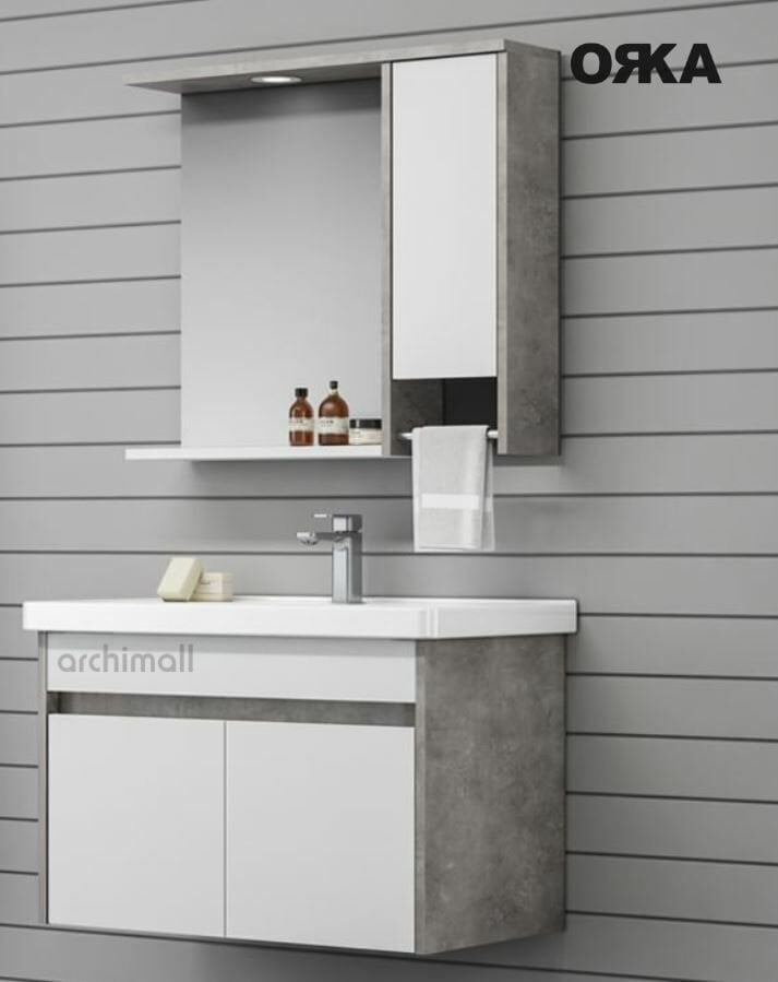 Orka Aydos 85 cm Asma Banyo Dolabı Retro Gümüş