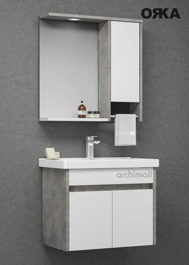 Orka Aydos 65 cm Banyo Asma Dolabı Retro Gümüş