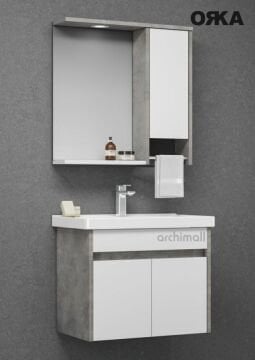 Orka Aydos 65 cm Banyo Asma Dolabı Retro Gümüş