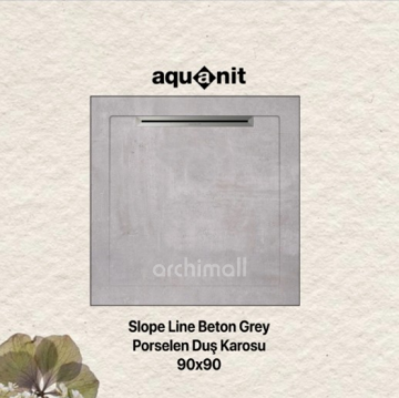 Aquanit 90X90 Beton Grey Porselen Duş Karosu