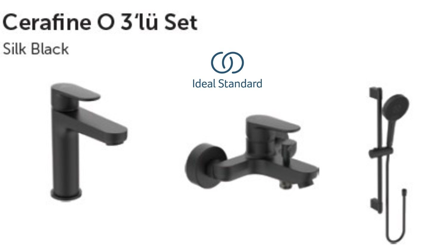 İdeal Standard Cerafine O 3'lü Armatür Seti Mat Siyah