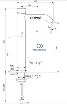 İdeal Standard Ceraline Çanak Lavabo Bataryası Mat Siyah