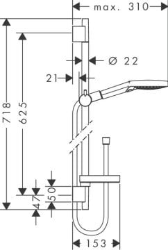 Hansgrohe Raindance Select S PowderRain Sürgülü Duş Seti