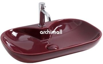 Alya 65 BD Tezgahüstü Lavabo (Batarya Delikli) 65x40cm Bordo