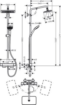 Hansgrohe Croma E 280 Termostatik Duş kolonu