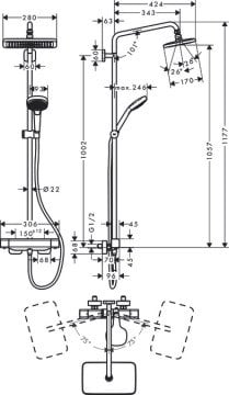 Hansgrohe Croma E 280 Termostatik Duş kolonu