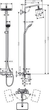 Hansgrohe Croma E 280 Termostatik Duş Kolonu