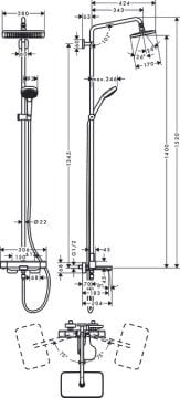 Hansgrohe Croma E 280 Termostatik Duş Kolonu