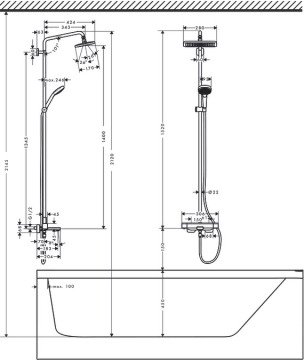 Hansgrohe Croma E 280 Termostatik Duş Kolonu