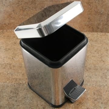 Gedy Pedallı Krom Çöp Kovası Kare 3lt