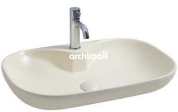 Alya 65 BD Tezgahüstü Lavabo (Batarya Delikli) 65x40cm Mat Vanilya