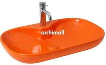 Alya 65 BD Tezgahüstü Lavabo (Batarya Delikli) 65x40cm Turuncu