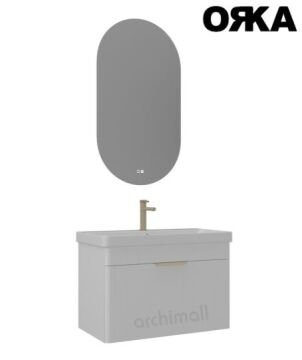 Orka Procida 85 cm Asma Banyo Dolabı MAT BEYAZ - KROM KULP