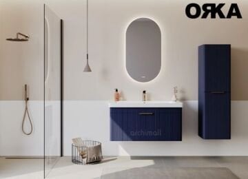 Orka Procida 85 cm Asma Banyo Dolabı MAT BEYAZ - KROM KULP