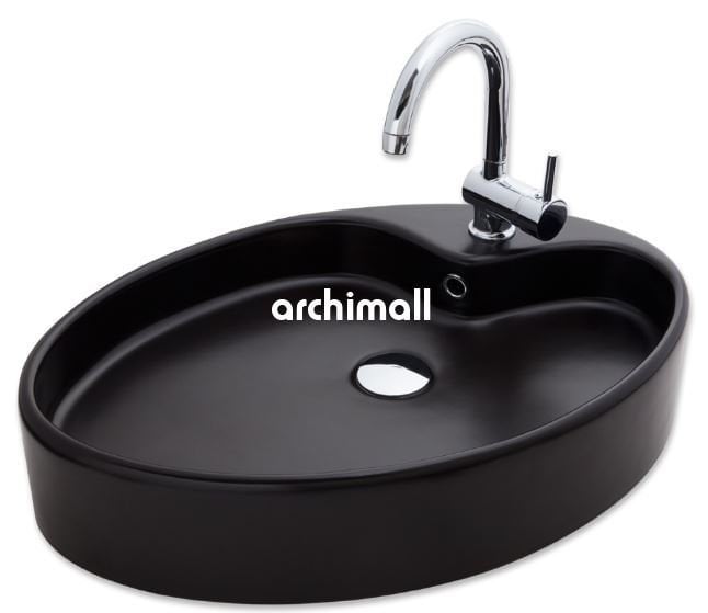 Betria Tezgahüstü Lavabo 65x45 cm Mat Siyah