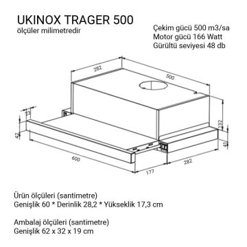 Ukinox Trager I 500 Ankastre Inox Aspratör