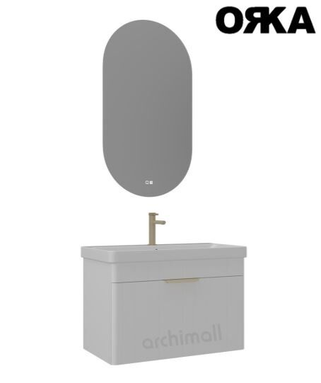 Orka Procida 85 cm Asma Banyo Dolabı MAT BEYAZ - ALTIN KULP