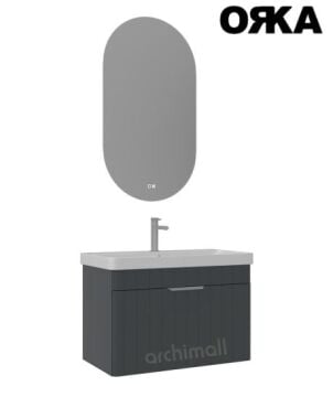 Orka Procida 85 cm Asma Banyo Dolabı MAT ANTRASİT - KROM KULP