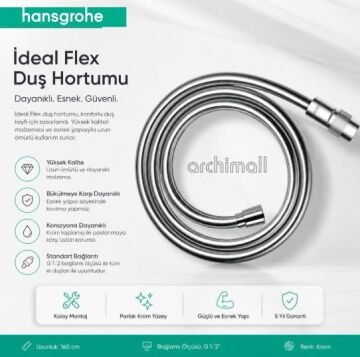 Hansgrohe Isıflex Duş Hortumu 160 cm Hacim Kontrolü ile