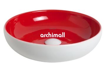 Nunki 44 cm Tezgah Üstü Lavabo Mat Beyaz Kırmızı