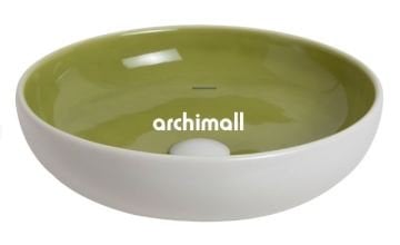 Nunki 45cm Tezgah Üstü Lavabo Mat Beyaz Yosun Yeşili