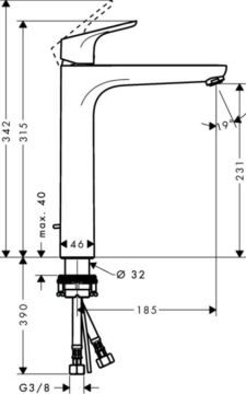 Hansgrohe Focus 230 Yüksek Lavabo Bataryası 