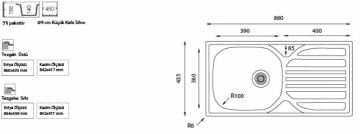 Ukinox Barton Sol Damlalıklı Çelik Evye