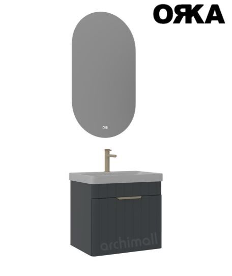 Orka Procida 65 cm Asma Banyo Dolabı MAT ANTRASİT - KROM KULP