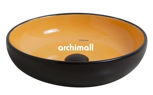 Nunki 44cm Tezgah Üstü Lavabo Mat Siyah Sarı