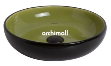 Nunki 44cm Tezgah Üstü Lavabo Mat Siyah Yosun Yeşili