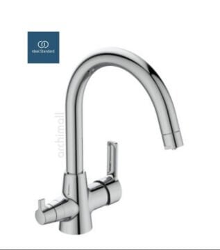 Ideal Standard Calista arıtma çıkışlı krom evye bataryası portre görünüm