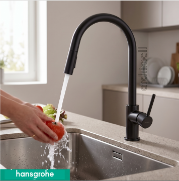 Hansgrohe Talis M54 Spralli Eviye Bataryası Satin Siyah