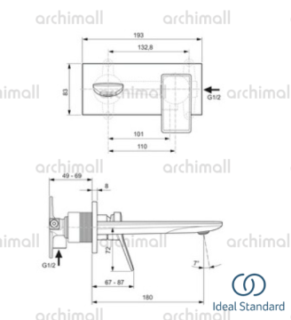 İdeal Standard Conca Ankastre Lavabo Bataryası Krom