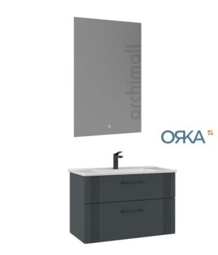 Orka Bari 85 Asma Banyo Dolabı LED Aynalı MAT ANTRASİT
