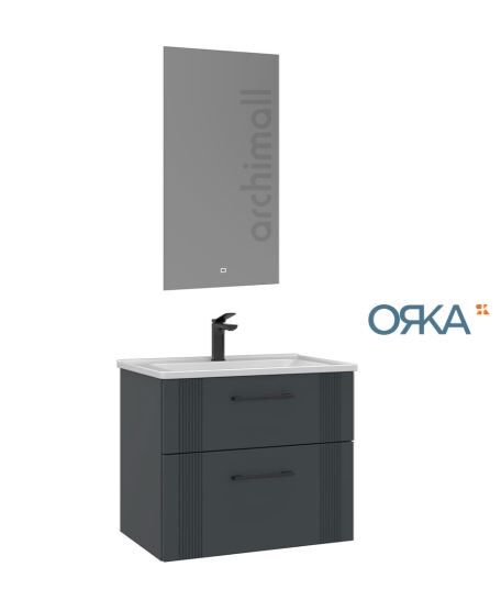 Orka Bari 85 Asma Banyo Dolabı LED Aynalı MAT ANTRASİT