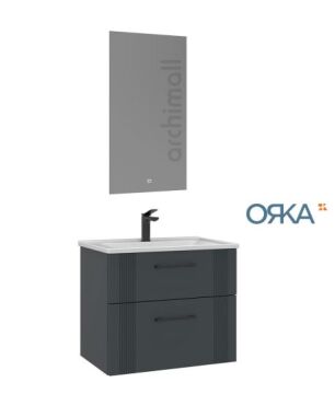 Orka Bari 85 Asma Banyo Dolabı LED Aynalı MAT ANTRASİT