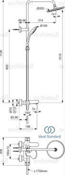 İdeal Standard Cerafine O Duş Kolonu Krom