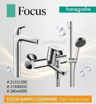 Hansgrohe Focus Çanak Tipi Bataryalı Üçlü Set